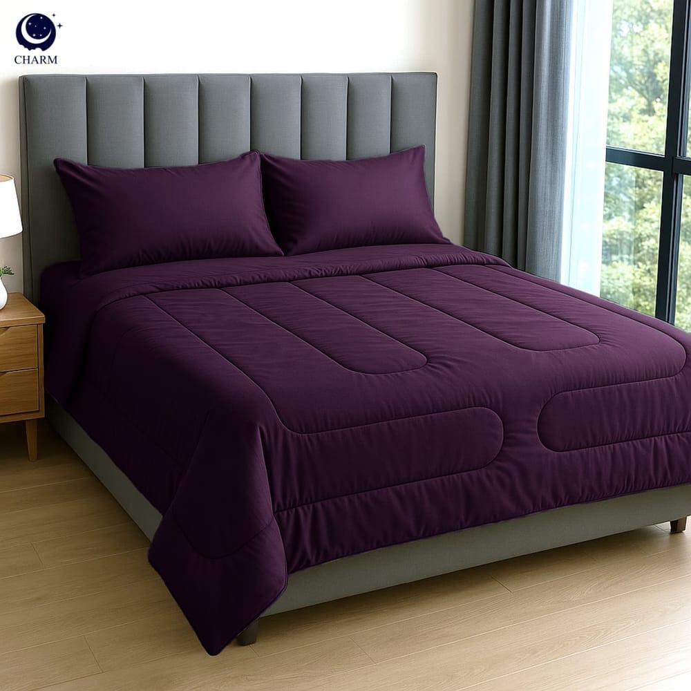 ชุดผ้าปูที่นอน 3.5 ฟุต 4 ชิ้น CHARM สี ROYAL PURPLE คอลเลคชั่น CLASSIC